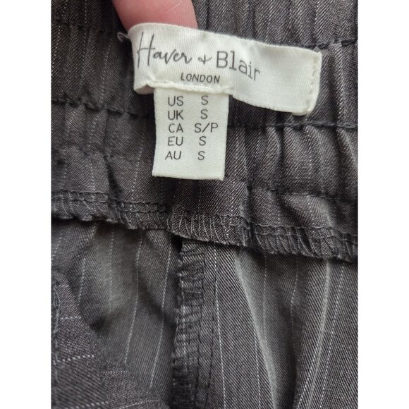 Haver & Blair Dark Gray Wide Leg Pinstripe High Rise Office Dress Pants S 28x28 - Picture 6 of 6